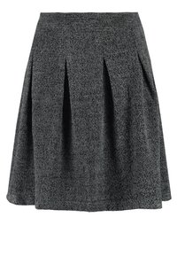 Jupe plissée en laine gris foncé avec un subtil motif en chevrons et une silhouette en ligne A.