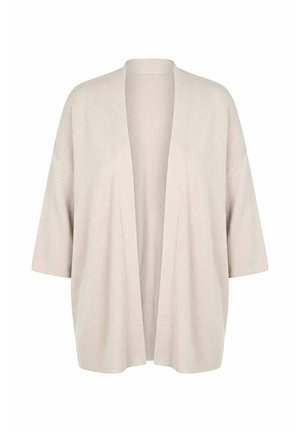 Ulla Popken, OVERSIZED SHAWL COLLAR 3/4 SLEEVE CARDIGAN - Cardigan - grey beige