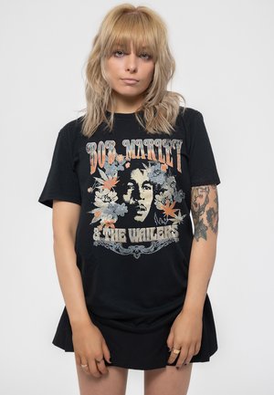 BOB MARLEY FLOWER PORTRAIT - Print T-shirt - black