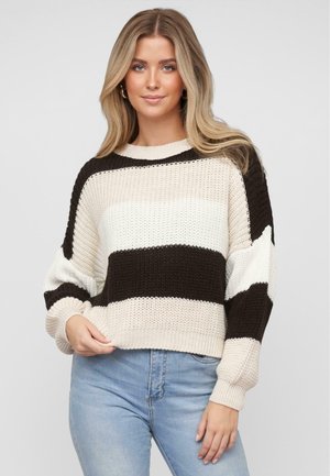 WITH STRIPES - Pullover - beige white fango brown