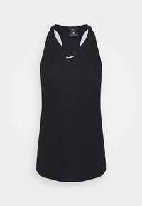 Svart Nike ärmlös atletisk linne med racerback-design och liten vit Nike swoosh-logga på bröstet, storlek small.