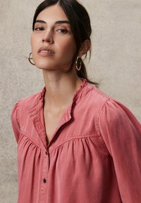Next WASHED RUFFLE NECK LONG SLEEVE - Overhemdblouse - pink