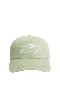 Lichtgroene katoenen pet met een geborduurd "Billabong" logo en een gebogen klep, met een gestructureerde afwerking en een verstelbare band.