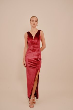 WAL G. HARRY V NECK MAXI - Abiti per occasioni speciali - bordeoux