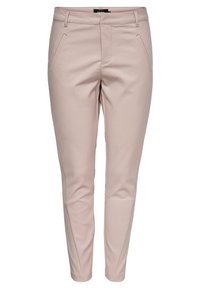 Vaaleanpunaiset ankle-pituiset housut, jotka on valmistettu sileästä kankaasta. Niissä on sivutaskut, istuva muotoilu ja litteä vyötärö, joka antaa räätälöidyn ilmeen.