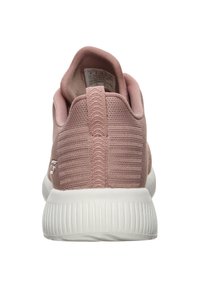 Rosa Stoff-Sneaker mit strukturiertem Obermaterial, weißer Gummisohle und Zuglasche hinten. Verfügt über ein Logodetail an der Seite.