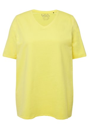 Ulla Popken V-AUSSCHNITT HALBARM - Jednoduché tričko - lemon yellow