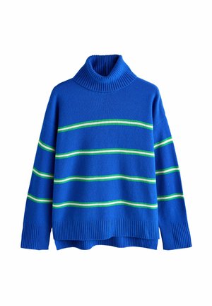 ROLL NECK - Strickpullover - blue/green stripe