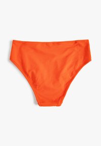 Helle orange Bikinilöcher aus strukturiertem Stoff, mit einem mittelhohen Bund und dezenter Naht entlang der Kanten.