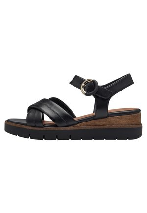 Sandalen met plateauzool - black leather