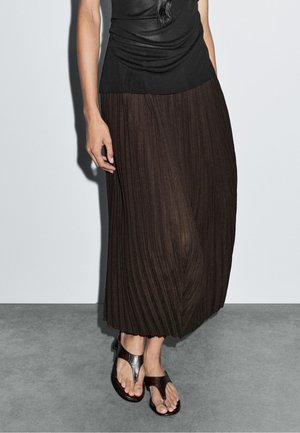 PLEATED MIDI - A-lijn rok - dark brown
