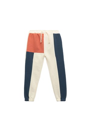 Jogginghosen aus einer Baumwollmischung mit einem farblich abgesetzten Design in Creme, Marineblau und Rost, ausgestattet mit einem elastischen Bund und Knöchelabschlüssen.