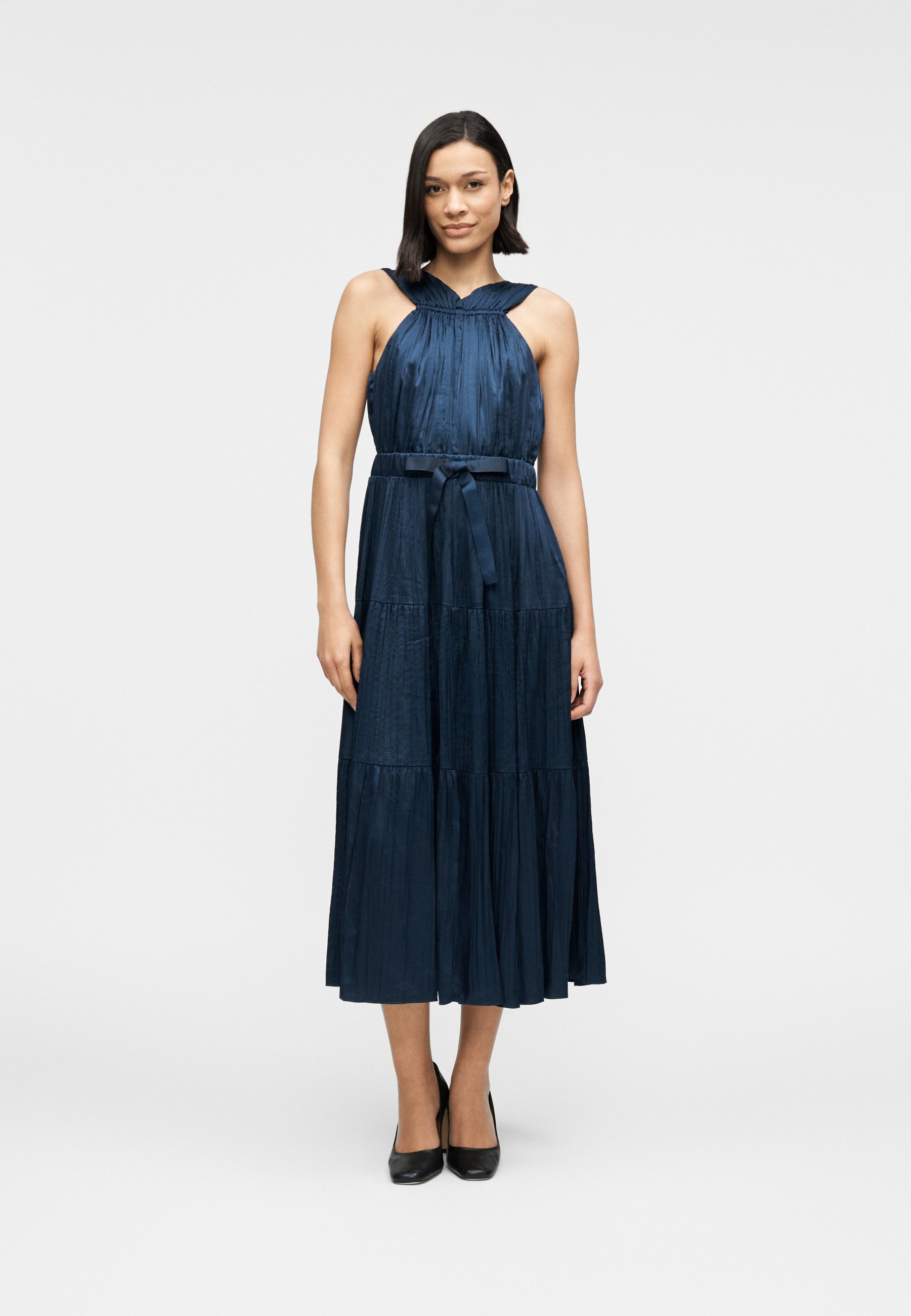 open lace back dress Pleated Midi Dress  Elie Tahari