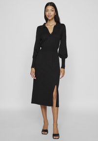 VILA VICOMFY COLLAR  - Obleka/pulover - black