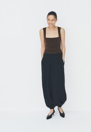 THE SET, 2 PACK SQUARE NECK RUCHED - Body - black chocolate brown