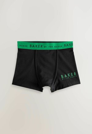 Boxer briefs neri con una fascia elastica verde. Presentano la scritta "BAKER" in verde sul davanti. Realizzati in materiale morbido e elastico.