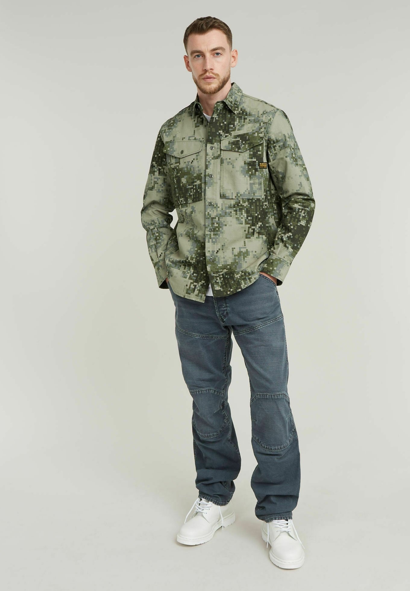 【CAMOFLAGE】Ripstop cargo pocket shirt G-STAR CARGO POCKET REGULAR - Shirt - elephant skin mini digi camo