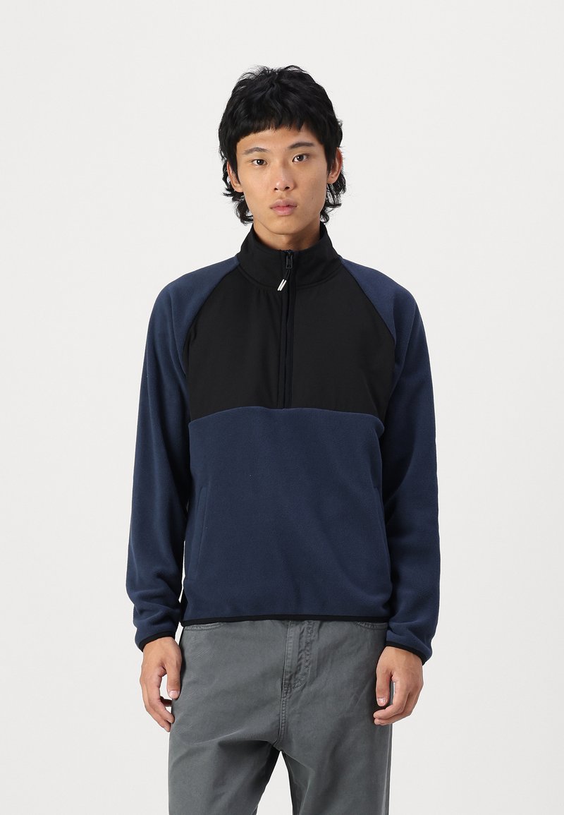 Jack & Jones JCOPEAK HIGH NECK HALF ZIP - Felpa in pile - navy blazer