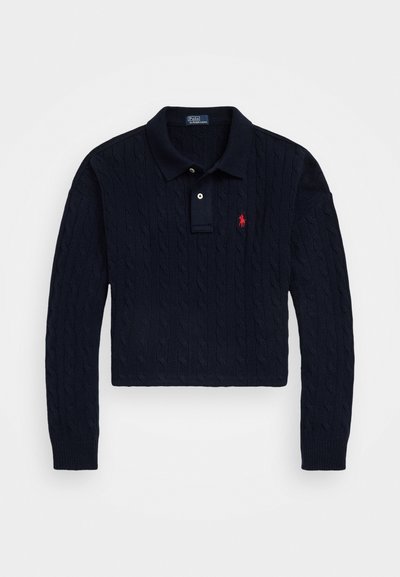 Polo Ralph Lauren CABLE WOOL CASHMERE POLO SHIRT - Džemperis - hunter navy