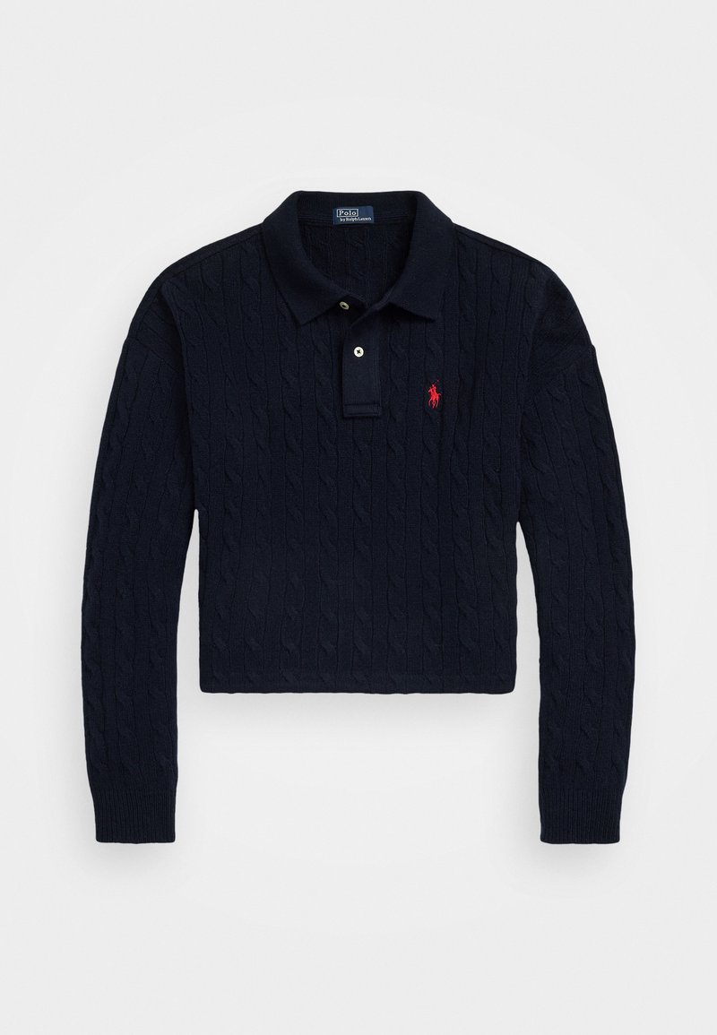 Polo Ralph Lauren CABLE WOOL CASHMERE POLO SHIRT - Vesta - hunter navy