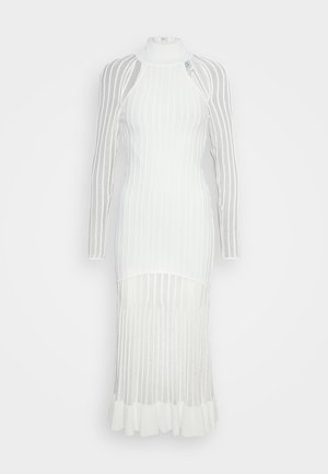 Hervé Léger SHEER FLUTED STRIPE MIDI DRESS - Vestido de punto - alabaster