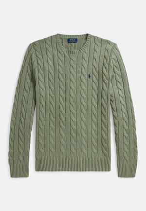 CABLE-KNIT COTTON SWEATER - Džemper - fern green heather