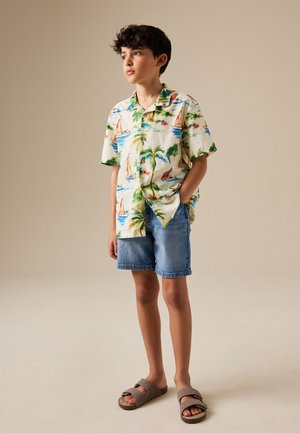 Next, REGULAR FIT - SHORT SLEEVE REVERE COLLAR SHIRT  . - Vapaa-ajan kauluspaita - ecru boat all over print