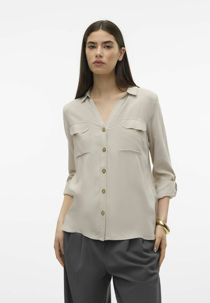 Vero Moda VMBUMPY L/S NEW NOOS - Button-down blouse - silver lining