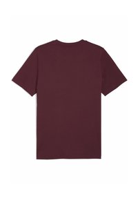 Bordeaux bomulds T-shirt med rund hals og korte ærmer. Glat tekstur, udekoreret design og en standard pasform.