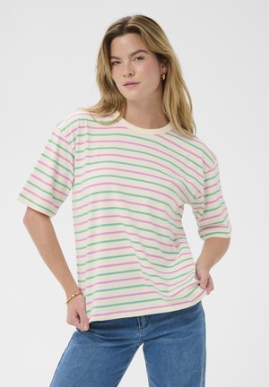 WINNY 1/2 SLEEVE - T-shirts print - ant. white green pink stripe