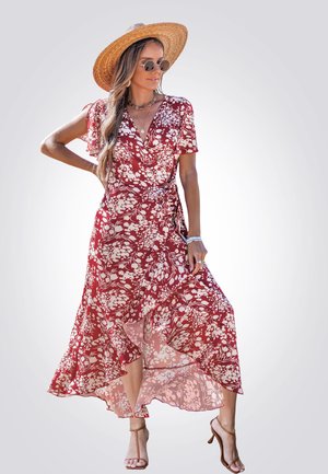 V AUSSCHNITT KURZARM  - Freizeitkleid - light red