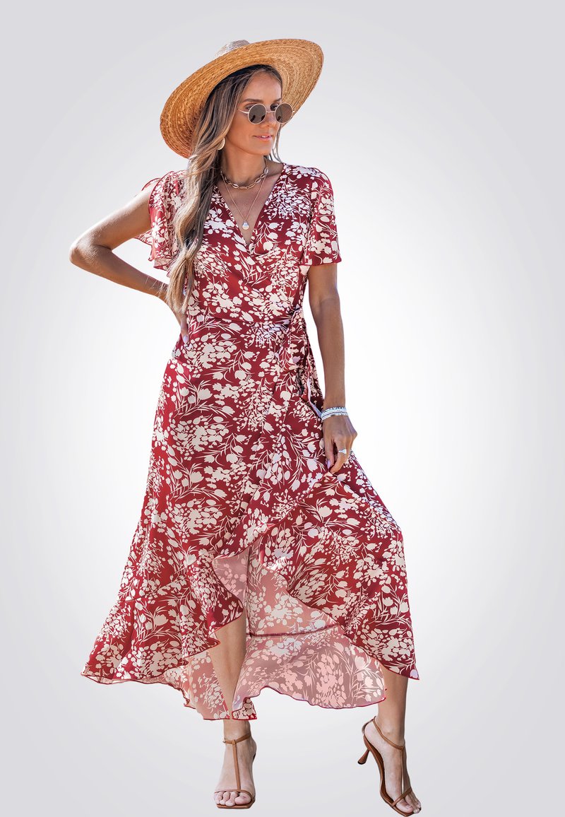 Cupshe V AUSSCHNITT KURZARM  - Jurk - light red