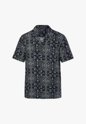 Men Plus, SHIRT, SHORT SLEEVE, ALL-OVER PRINT, CUBA COLLAR, CUBA FIT, UP TO 8 XL - Camicia - black