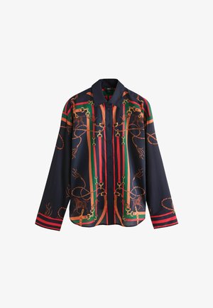 Next, Nööpidega pluus - navy horse scarf print