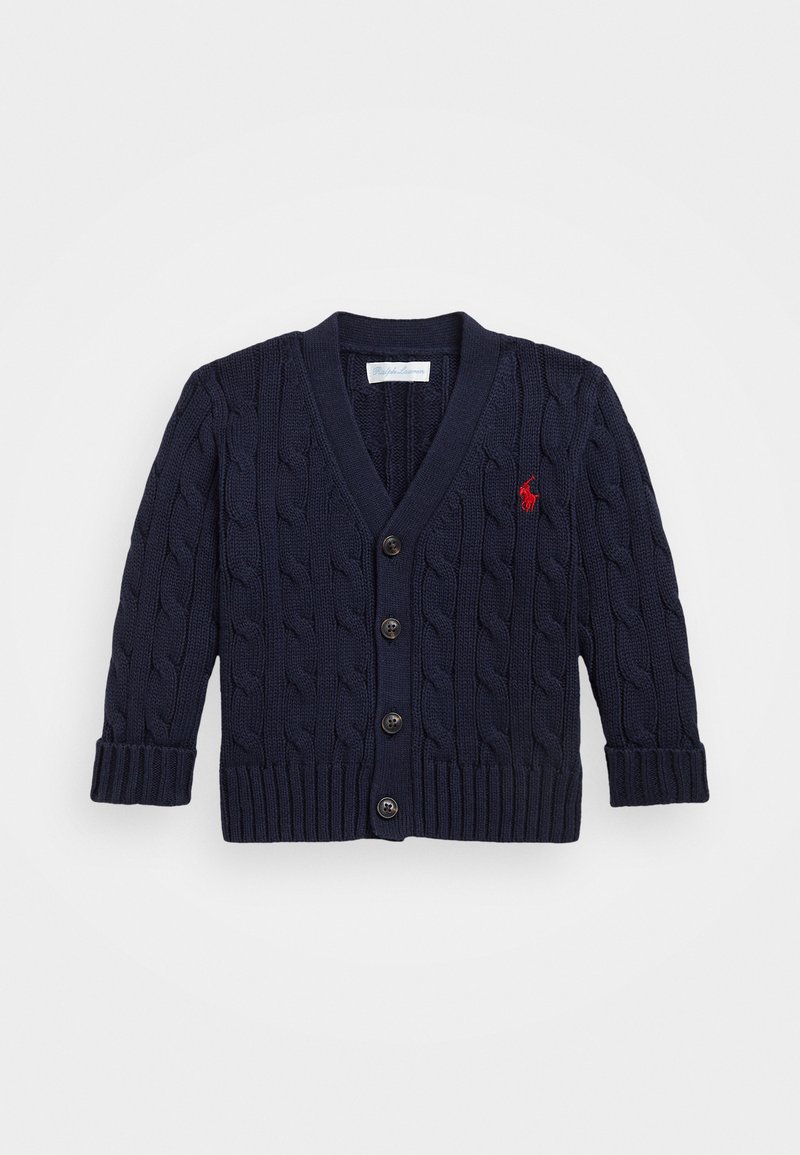 Polo Ralph Lauren CABLE-KNIT COTTON V-NECK CARDIGAN 0-2Y UNISEX - Cardigan - navy