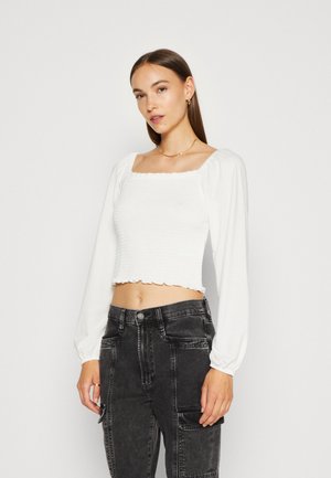 GAP SMOCKED CROP - Μπλούζα με μακριά μανίκια - new off white