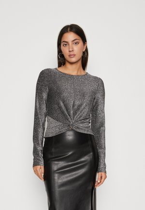 Pieces PCSERINA KNOT - Μπλούζα με μακριά μανίκια - black/silver