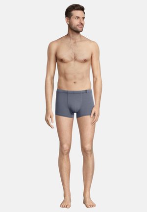 Herren-Trunk-Unterwäsche in einer einfarbigen grauen Farbe, aus weichem, dehnbarem Stoff mit passgenauem Design und einem elastischen Bund.