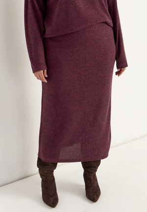 SUPER SOFT WITH SLIT - A-linjekjol - wine red melange