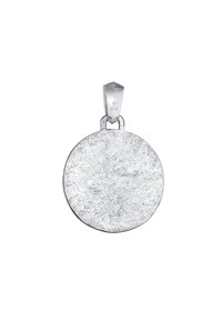 Ciondolo in argento con un design circolare testurizzato. Include un anello nella parte superiore per il fissaggio. Contrassegnato con "925" che indica argento sterling.