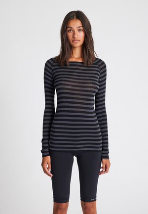 AMALIE - Long sleeved top - dark grey and black stripe