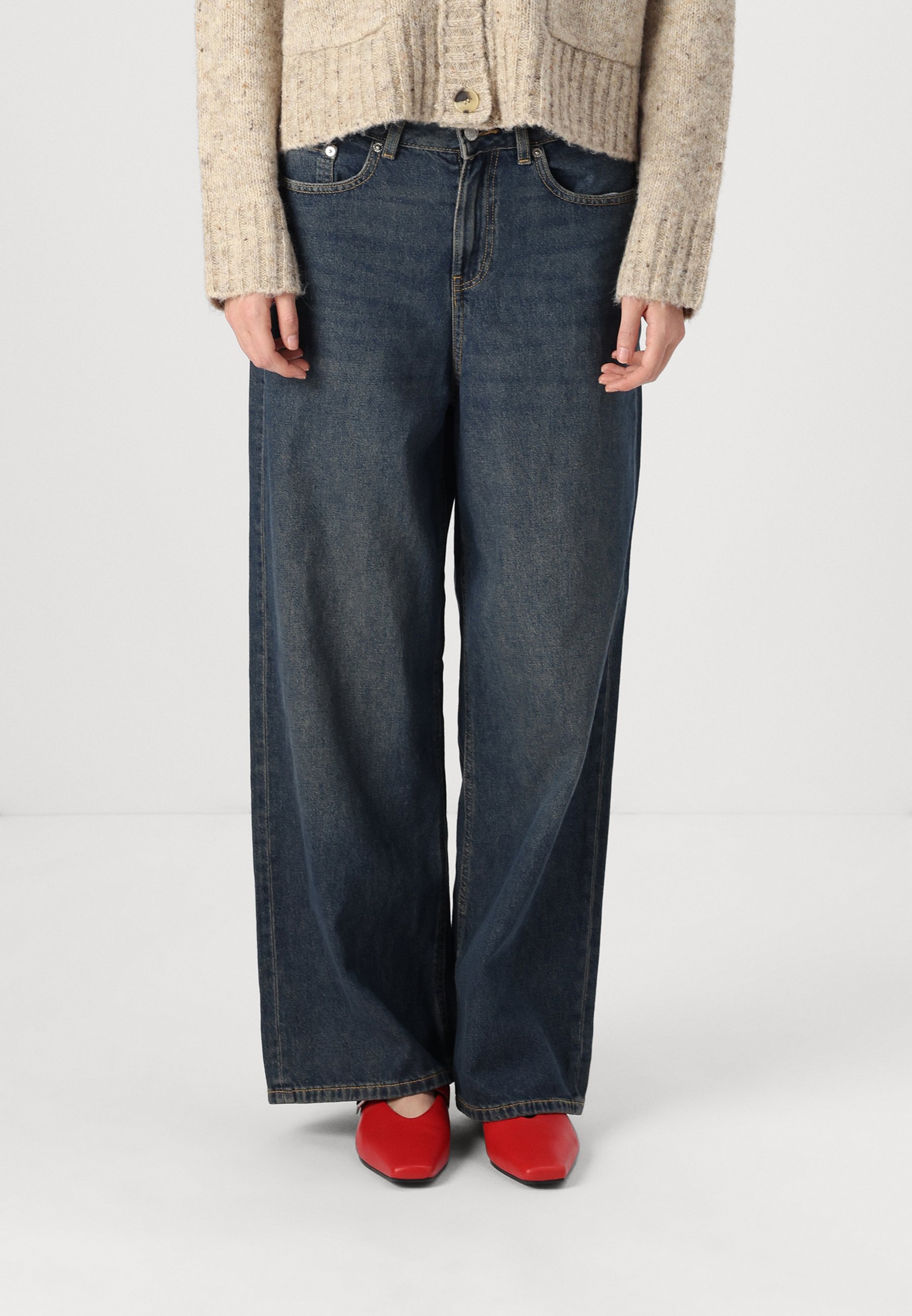 jean　　★132  5選　★133  12選 JJXX JXTOKYO WIDE FIT - Wide leg/granatowy - Zalando.pl