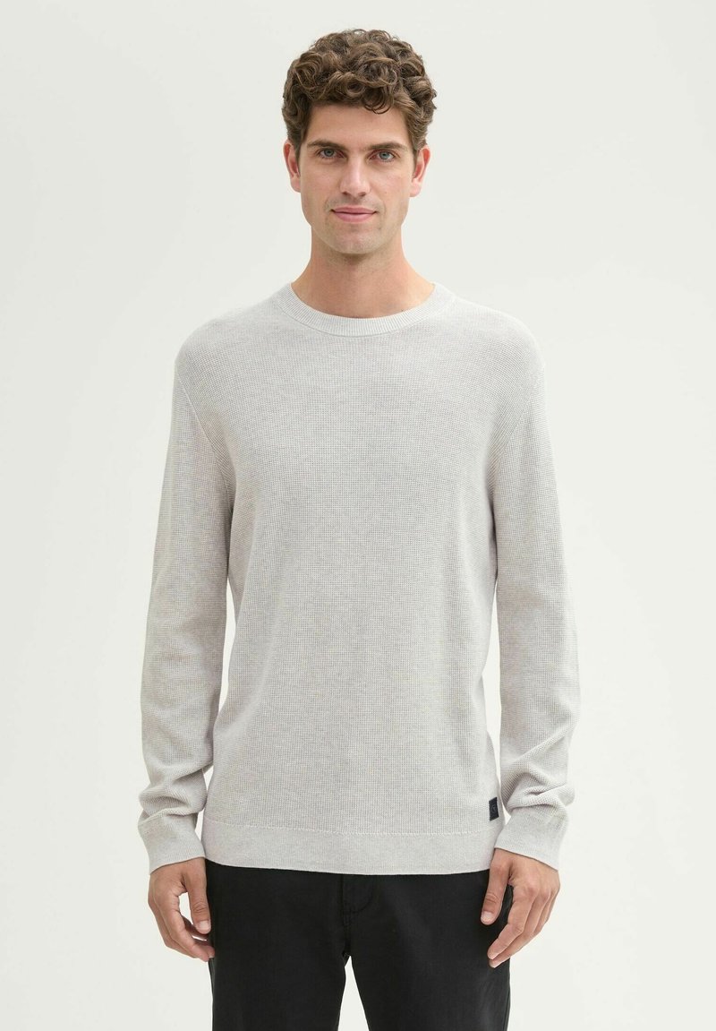 TOM TAILOR STRUKTURIERTER RUNDHALS - Trui - light stone grey melange