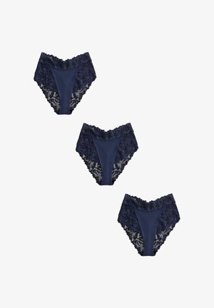 Next, HIGH WAIST HIGH LEG FIT - ULTIMATE COMFORT LACE KNICKERS 3 PACK - Brazilians - navy