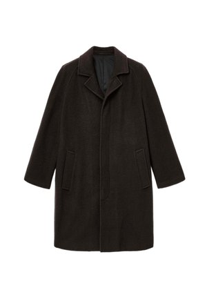 Woolmix jas in donkerbruin met een gespreid kraag, zijzakken en een comfortabele pasvorm. Gestructureerde stof met een soepele voering.