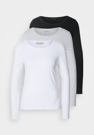 3 PACK - Langærmet T-shirt - black/white/mottled light grey