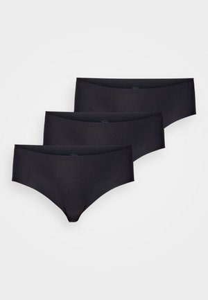 Black seamless underwear set of three, featuring a smooth texture, modern design, and mid-rise cut with a simple waistband.