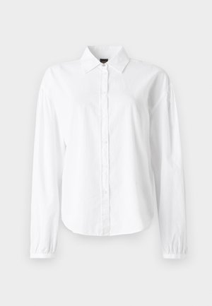 Witte blouse met lange mouwen, kraag, knoopsluiting aan de voorkant en ingezette manchetten. Gemaakt van zacht, lichtgewicht stof met een gladde textuur.