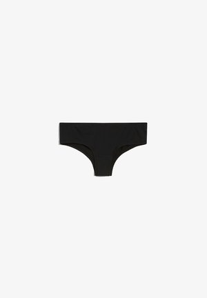 Culotte bikini en coton noir avec une texture lisse, taille mi-haute et coutures minimales, conçue pour le confort et un ajustement parfait.