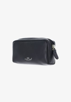 Black rectangular leather pouch with zipper and Golden Head Germany logo on front, designed for carrying small personal items.